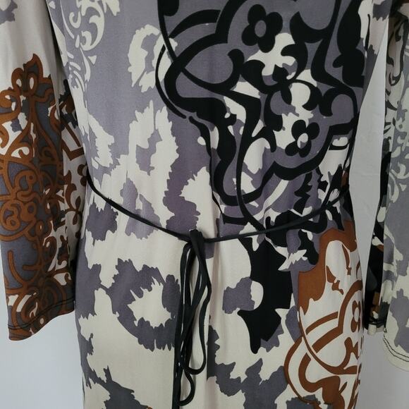 Hale Bob 100% Silk Knit Embellished V-Neck Long Sleeve Dress - Size Medium - Picture 5 of 8